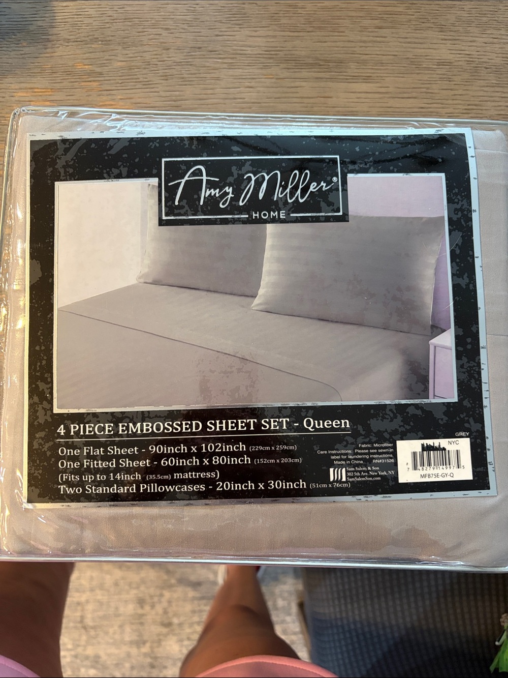 Brand new with tags gray queen Embossed Microfiber Sheet Set - 4 Piece